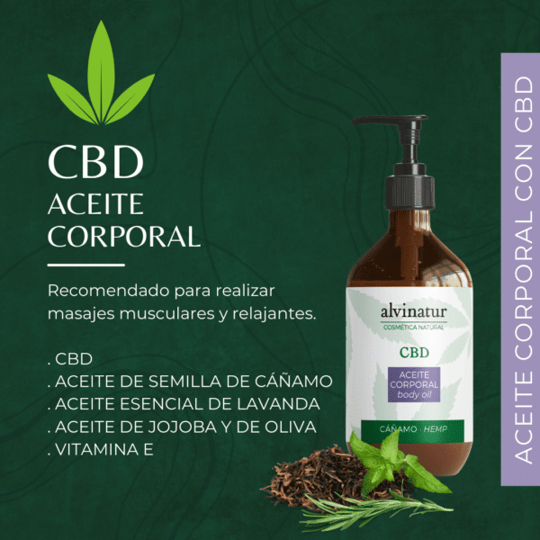 Beneficios del aceite corporal con CBD Alvinatur para masaje muscular