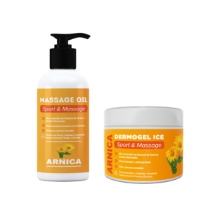Pack rutina deporte de árnica Aceite de masaje y crema Efecto frío QKnatur